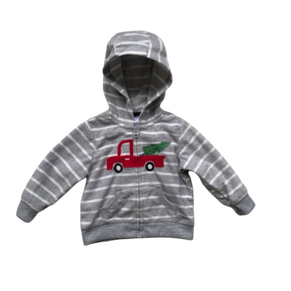 Carter's Striped Fleece Truck Hoodie size  9 Months - Picture 2 of 5